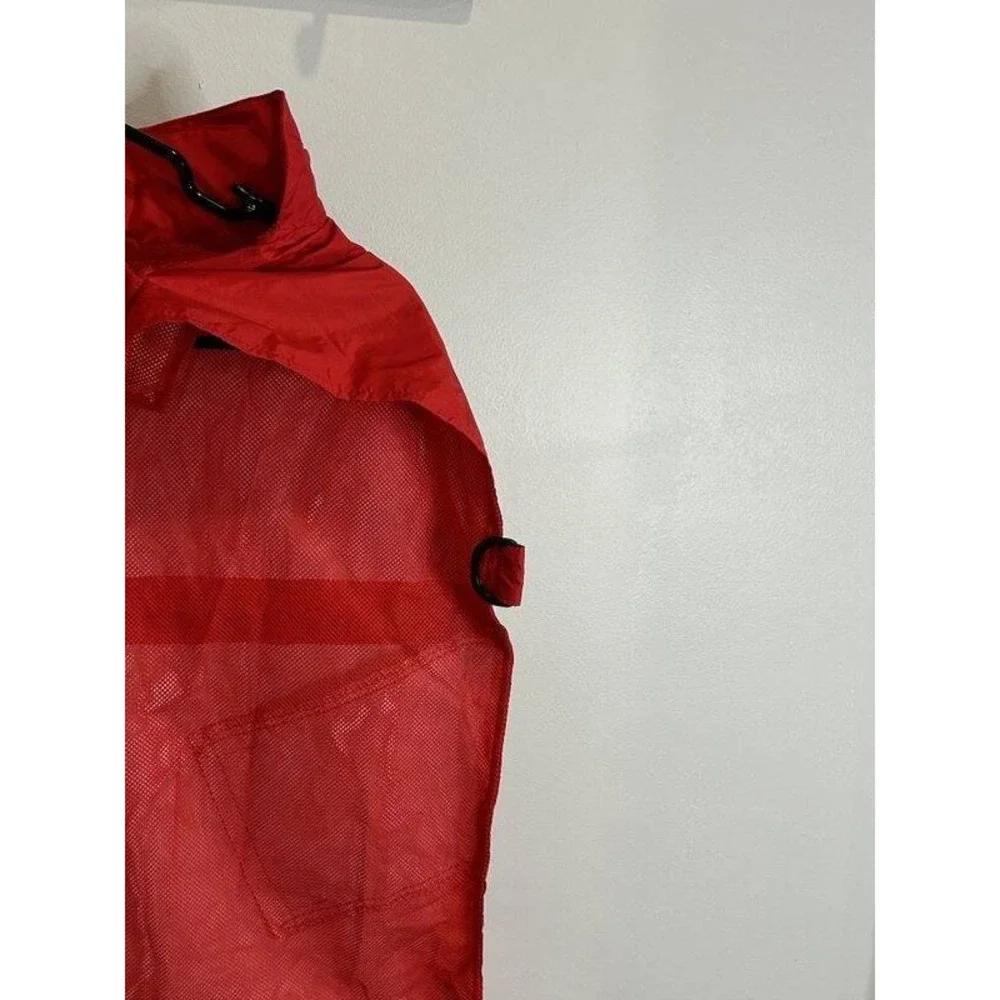 Old Navy Brand Dog Pet Rain Jacket Coat Red Zipper Hood Pouch New Size M